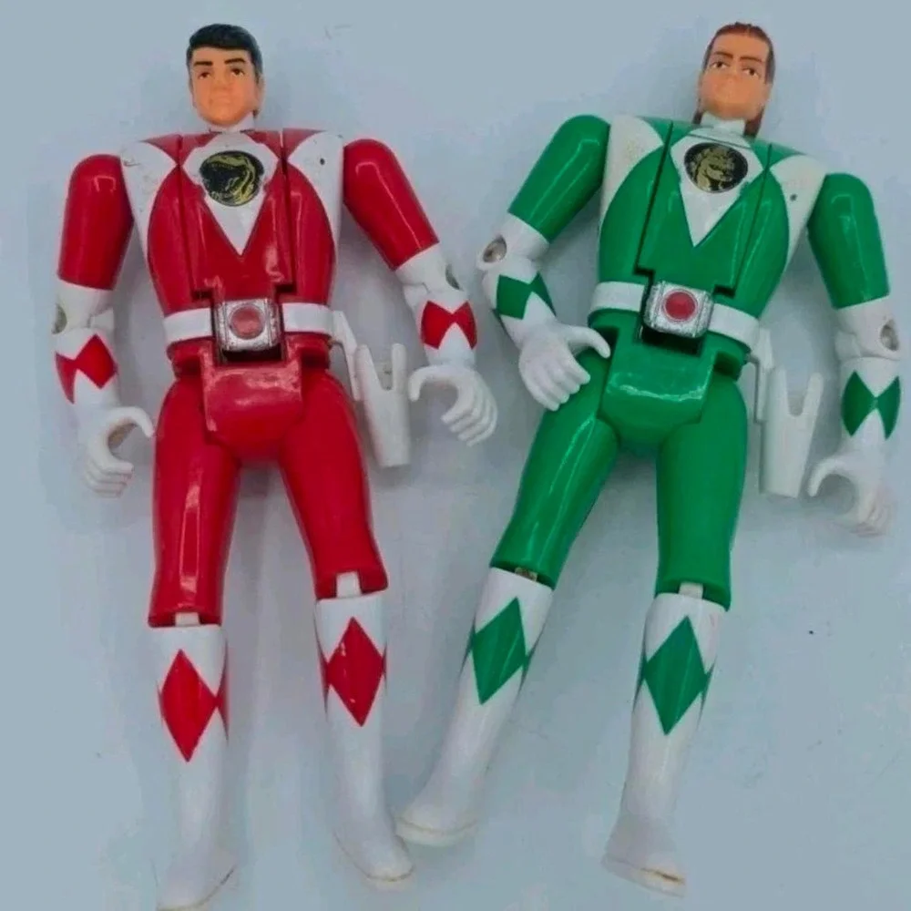 Vintage 90S Power Ranger Figures, Flip Head Figures W Press Out Play Set